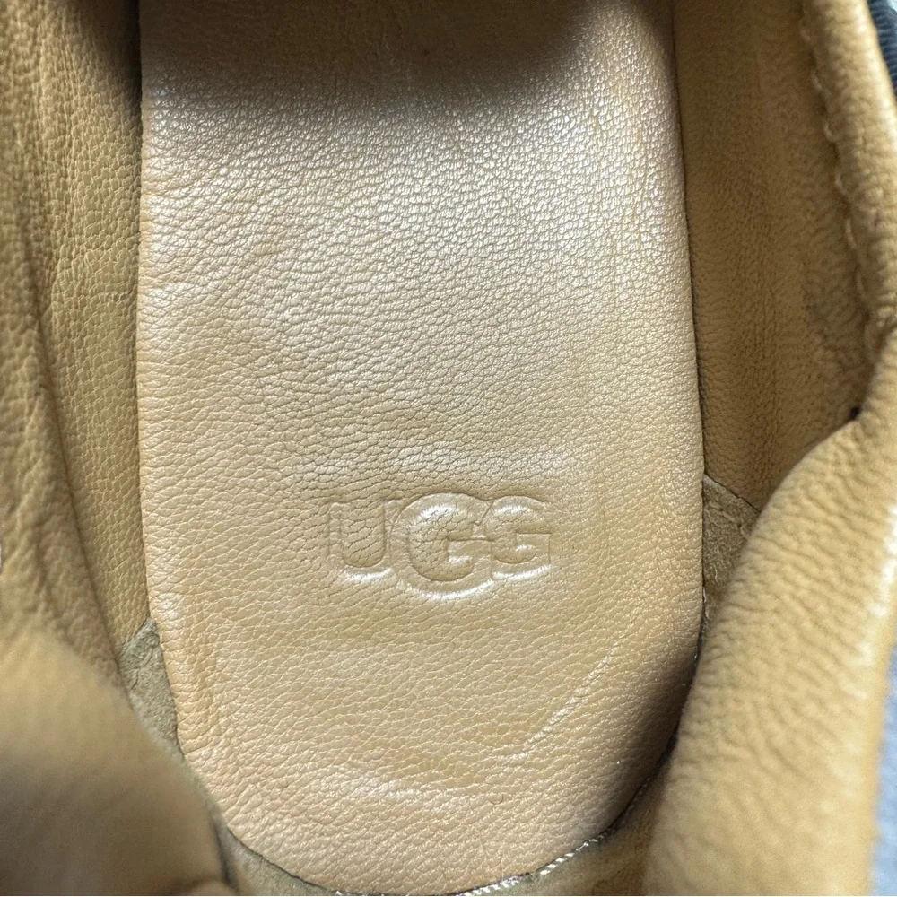 UGG Cas Black /Gray Leather Slip-On Loafers Sneakers Size 7